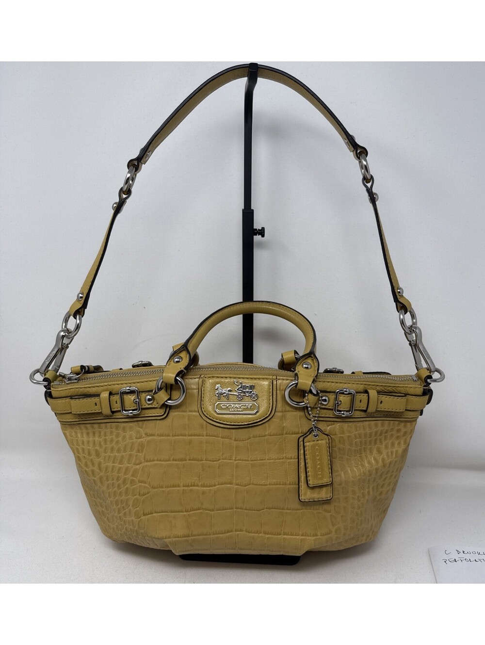 COACH Madison Sophia Embossed Croc Leather Satchel Bag